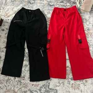 Black and Red Cargo Pants Duo - Utility Style